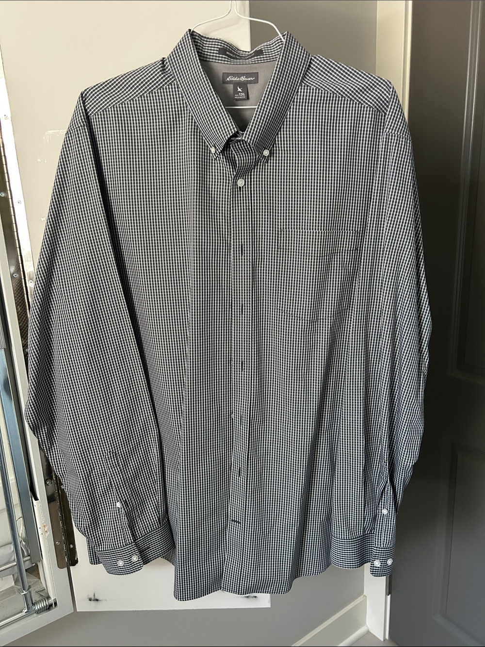 Eddie Bauer Black & White Micro Gingham Button-Down Shirt